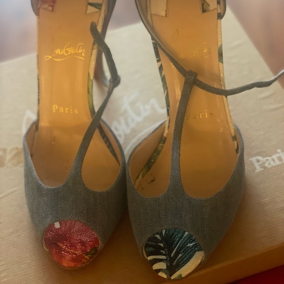 Christian Louboutin Sandals Senora 100 Jeans/calf Hawaii size 37.5. - Picture 7 of 7